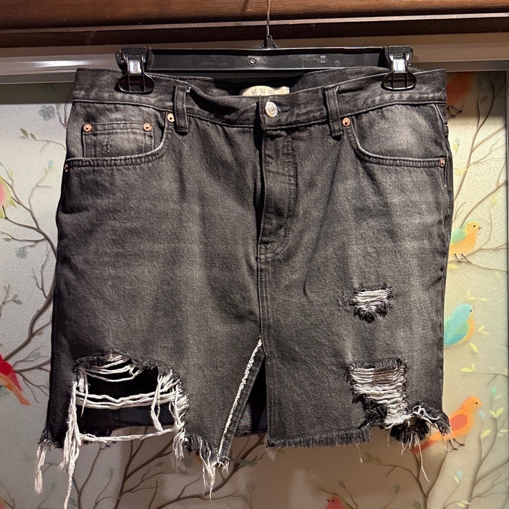 We The Free Charcoal Denim Skirt